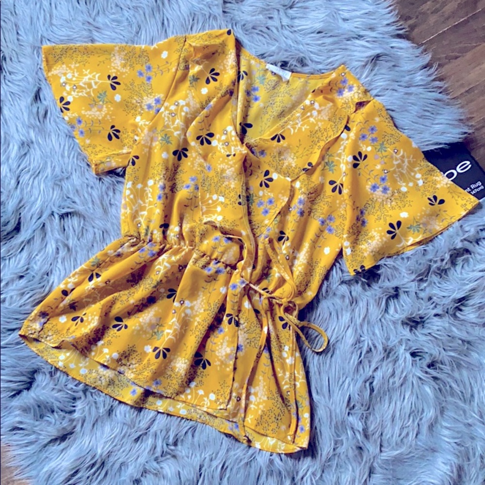 Mustard V-Neck Blouse